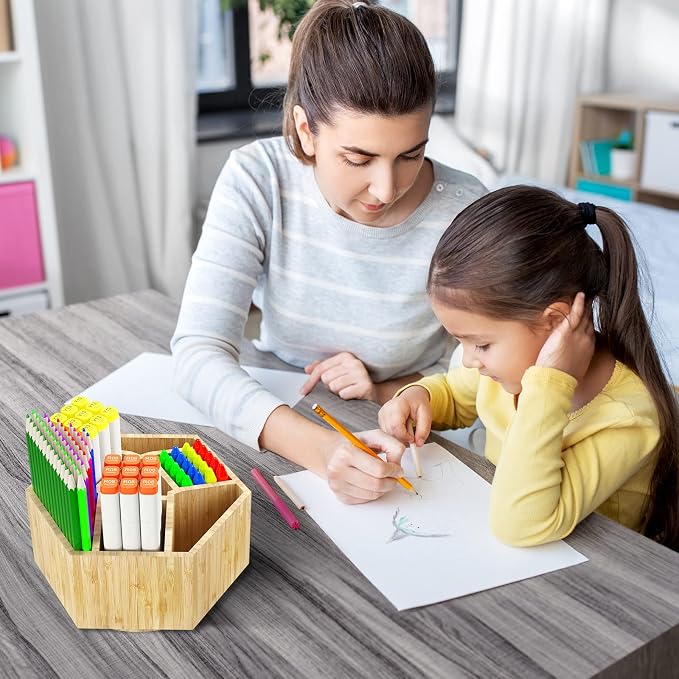 Bamboo Art Supply Organizer, Back to School Supplies, Hold 350+ Pencils - Image 6