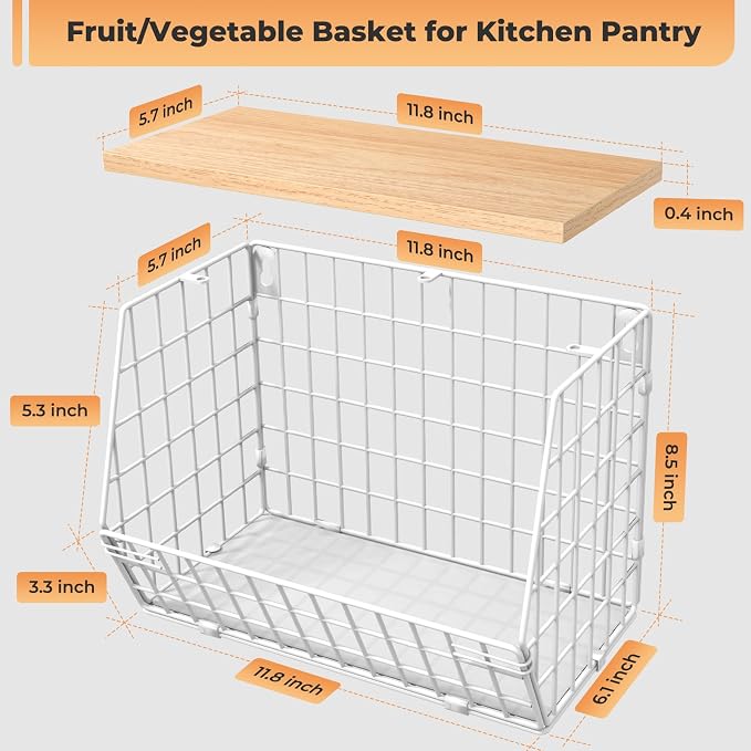 White Fruit Bowl Wire Basket Storage Pantry Fruit and Vegetable Storage Fruit - Image 9