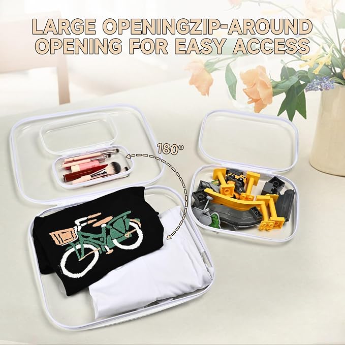 Hard Sided Clear Zipper Case for Storage- Professional-Grade Plastic Clear - Image 7