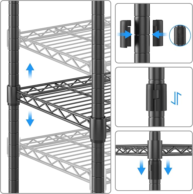 Homdox 5 Tier Wire Shelving Unit on Wheels, Adjustable Storage Racks and - Image 9