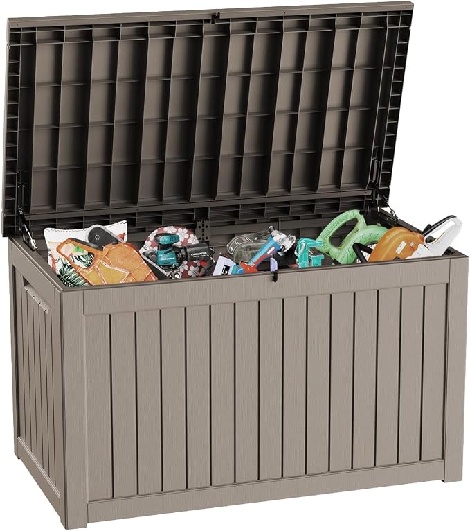 Vixzen 280 Gallon Large Outdoor Storage Box Waterproof, UV Resistant Resin Deck by Vixzen