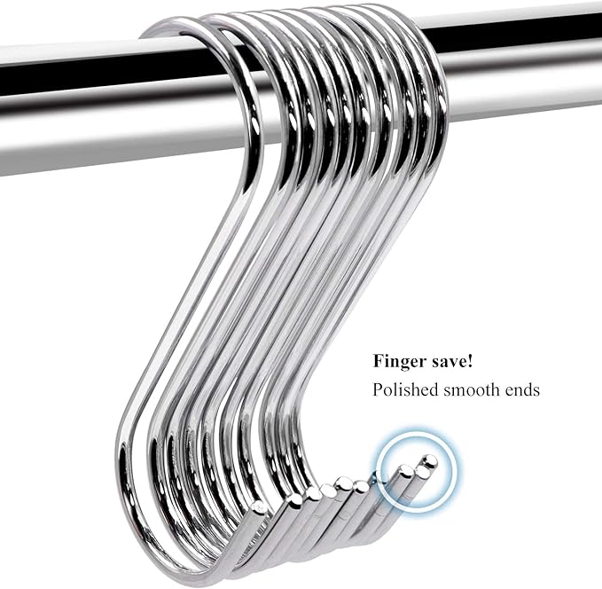 ESFUN 30 Pack 3.7 inch Metal S Hooks Steel S Hooks Plants Hanging Hangers - Image 7
