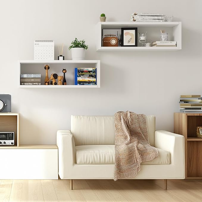 24in Floating Cube Shelves Set of 2, Display Shelves Wall Mount, Decorative - Image 8