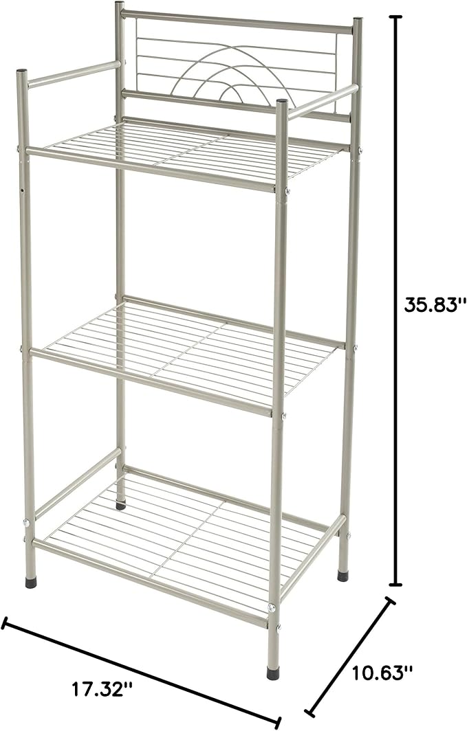 Bath Bliss Satin 3 Tier Storage Shelf Nickel | Dimensions: 17.3"x 10.6"x 35.8" - Image 8