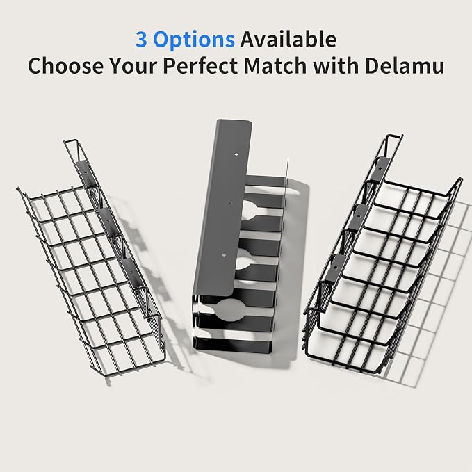 Delamu 2 Pack Metal Under Desk Cable Management Tray, U Channel Cord Organizer - Image 9