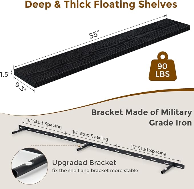 Fun Memories Black 55Inch Floating Shelves - Image 3