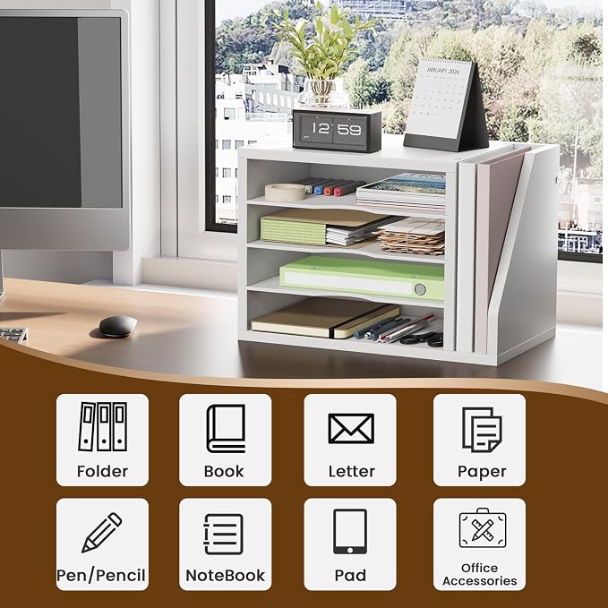 Creso hom Mail Sorter, File Organizer Desktop, Wood Desk Organizer - Image 7