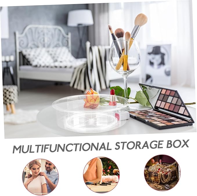 Rotating Spice Rack and Makeup Organizer Transparent Storage Tray - Image 9