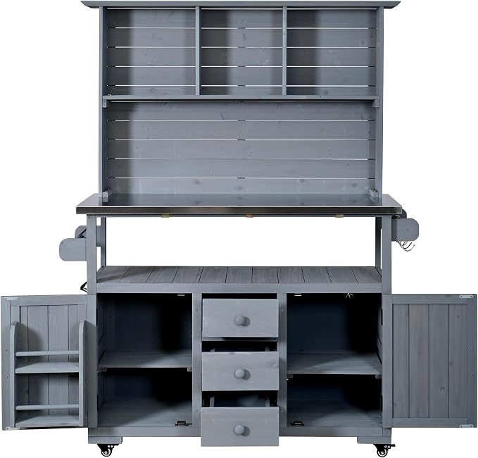 Merax Potting Bench with Stainless Steel top - Image 9