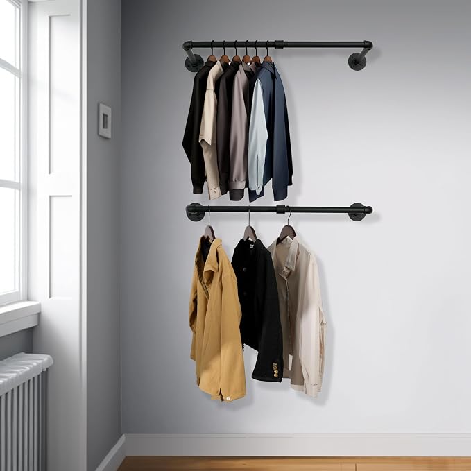 WEBI Clothing Rack Wall Mount, Heavy Duty Iron Garment Rack Bar, Retail Display - Image 6