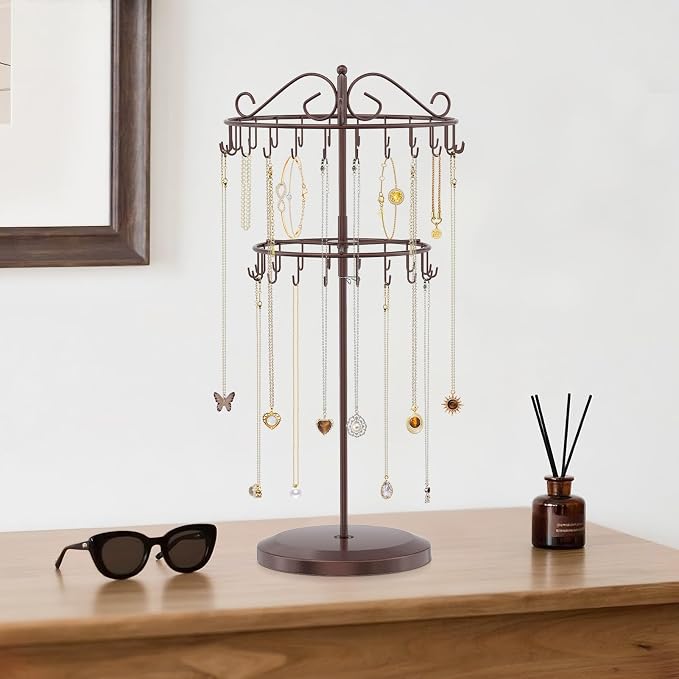 iDavosic.ly 2 Tier Rotating Necklace Holder Organizer - Image 7