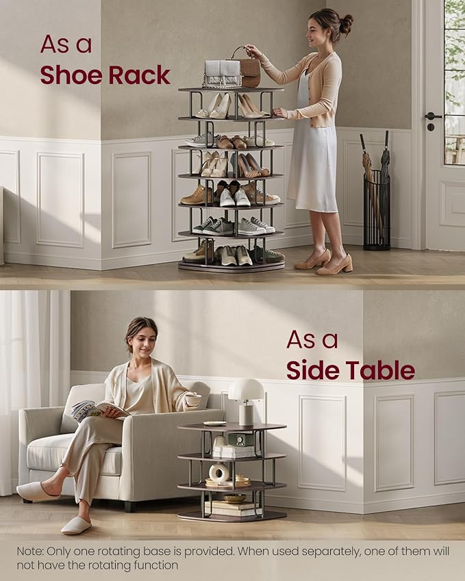 VASAGLE 7-Tier Shoe Rack, Rotating Shoe Rack Tower, Shoe Closet Organizer - Image 7
