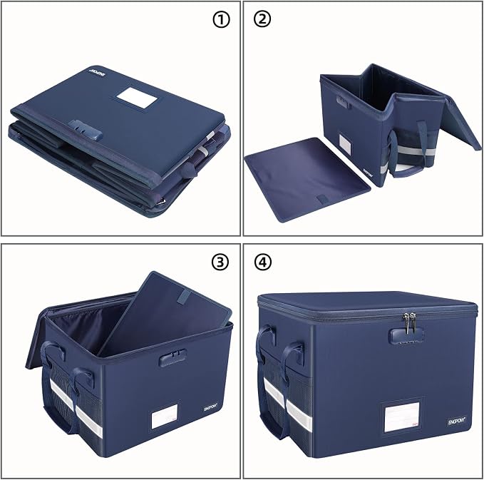 ENGPOW File Box with Lock, Fireproof Document Box with Zipper&Pockets, - Image 8