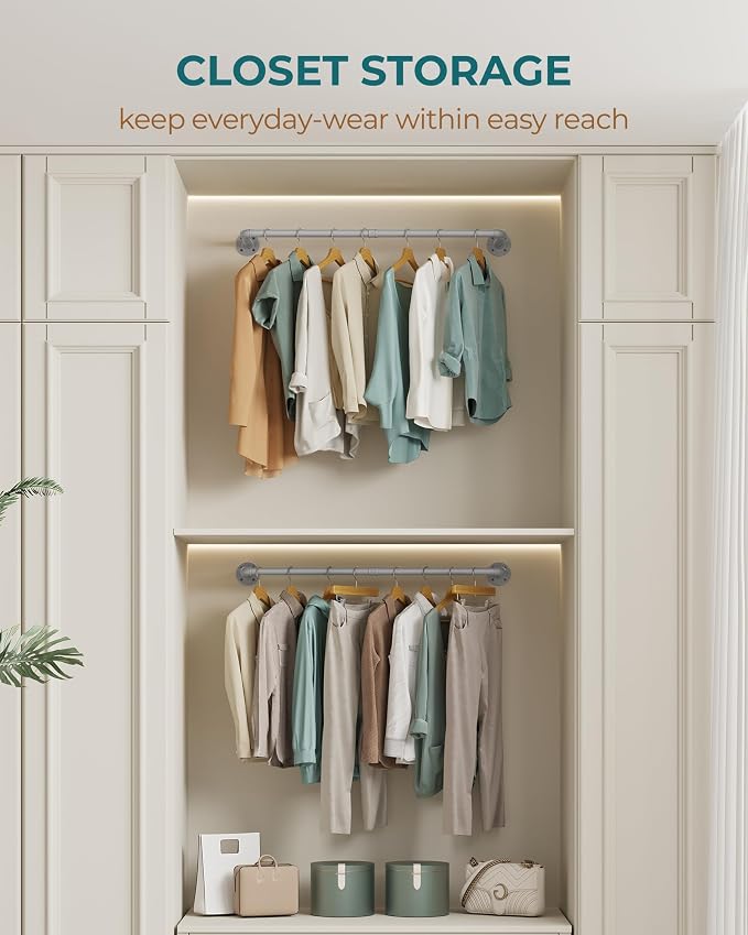 OROPY Industrial Pipe Clothes Rack Wall Mounted Set of 2, 38.4 inches Heavy - Image 8
