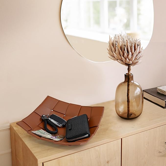 Valet Tray PU Leather Key Holder Bowl - Image 8