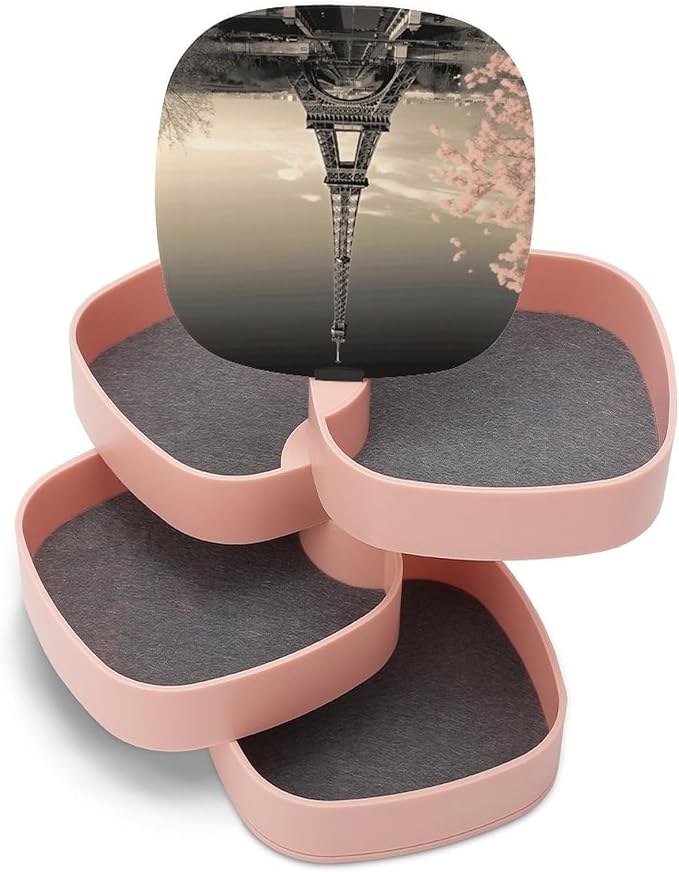 Paris Tower Rotating Jewelry Organizer Box 4-Layer 360° Rotatable ABS Jewelry - Image 8