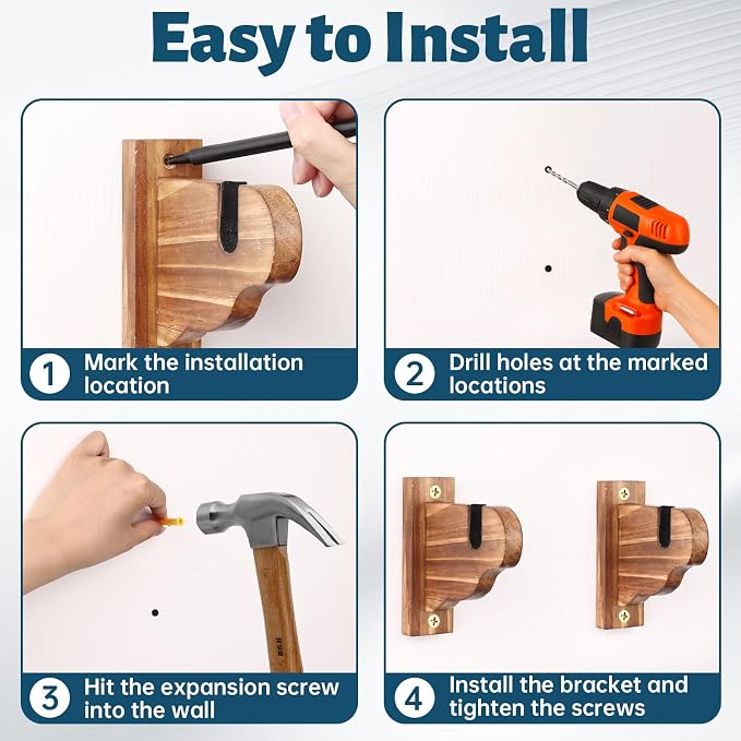 Skateboard Wall Mount, Wooden Horizontal Skateboard Rack Wall Hanger Display - Image 6
