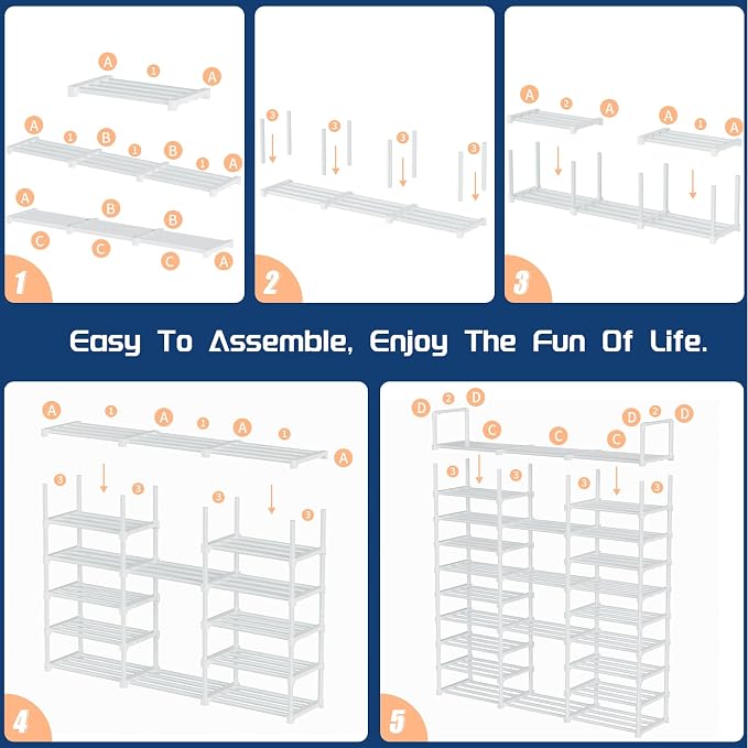Mavivegue 10 Tiers Shoe Rack, Large Storage Space, 55-60 Pairs, Polypropylene - Image 8