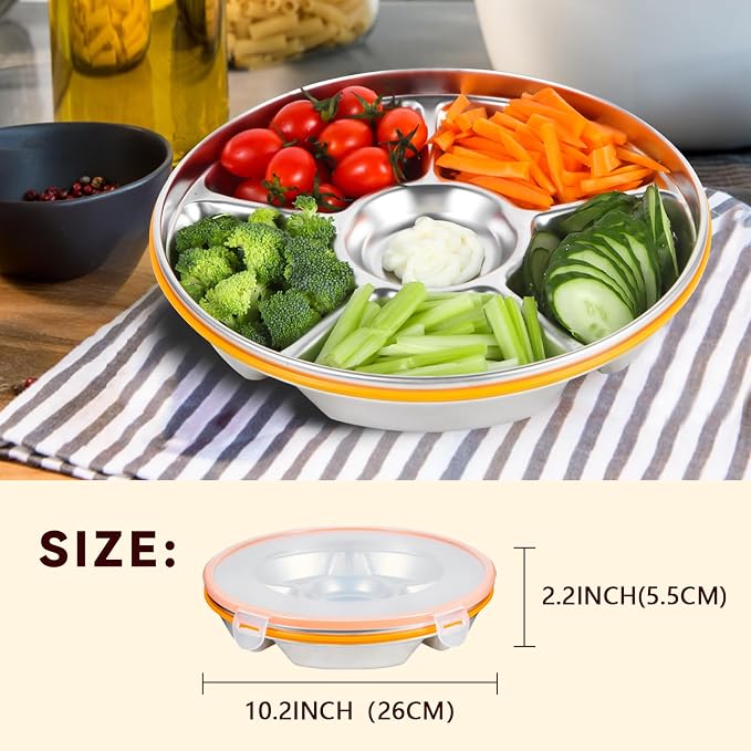 6-Compartment Stainless Steel Serving Tray - Image 7