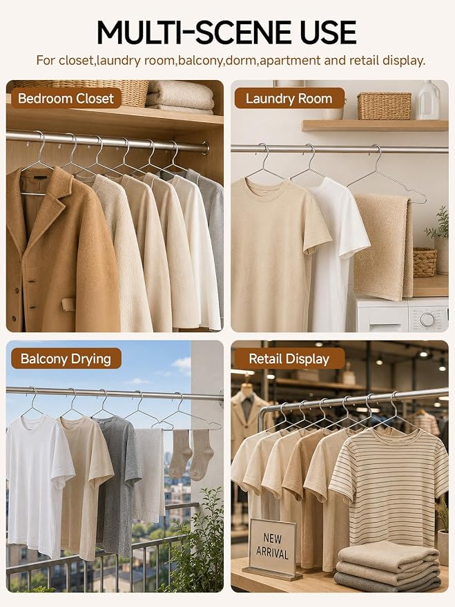 Metal Hangers 20 Pack, 4mm Heavy Duty 201 Stainless Steel Clothes Hangers - Image 7