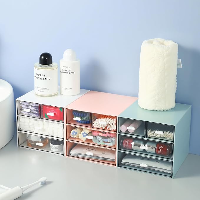 MILULUGO Makeup Organizer with 4 Drawers, Desk Organizer, Cosmetics Storage Box - Image 6