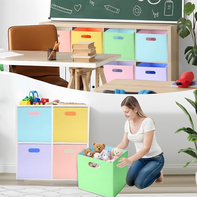 6 Pcs 11 Inch Colorful Felt Storage Cubes - Image 6