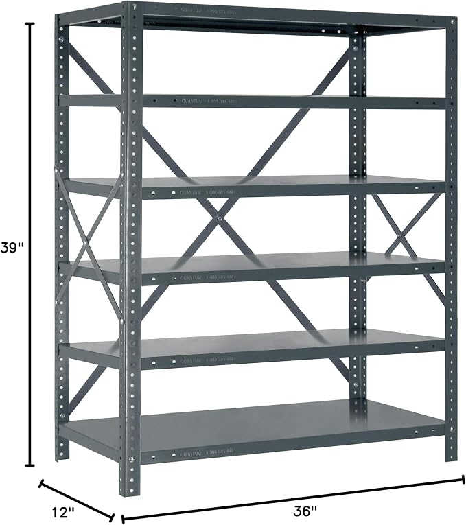 Quantum Storage Systems 39-1236-6 IRONMAN Solid Heavy Duty 6 Shelves 39" H x - Image 2