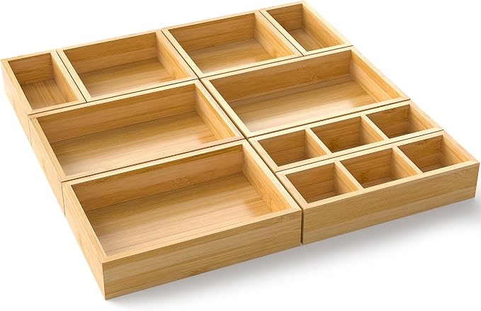 Bamboo Drawer Organizer, Wooden Storage Boxes Organizers - Image 8