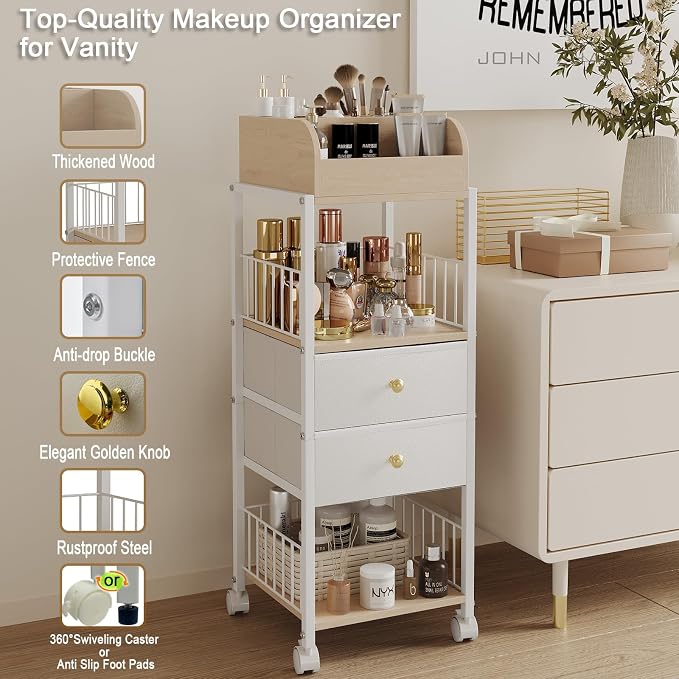Floor Makeup Organizer Storage Cart - Image 7