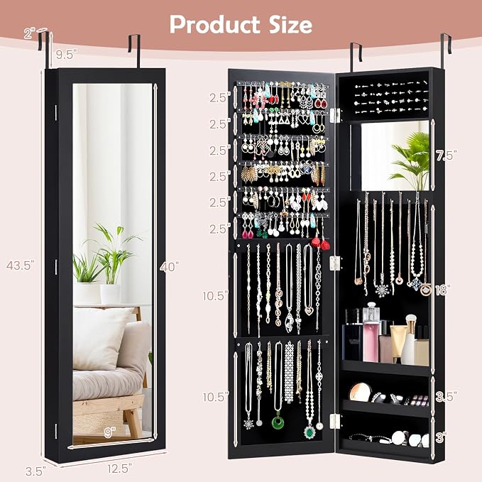 HAPPYGRILL Wall Mounted Jewelry Cabinet - Image 7