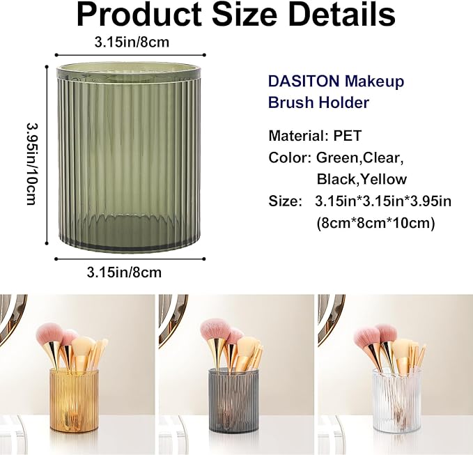 DASITON Makeup Brush Holder Organizer, Acrylic Makeup Brush Cup, Vintage - Image 7