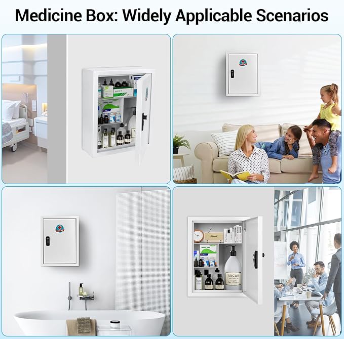 Locking Medicine Cabinet with Combination Lock and Safety Key | Rust-resistant - Image 9