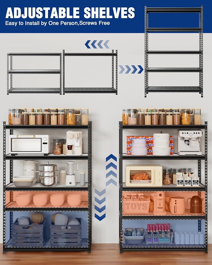 WORKPRO 5-Layer Heavy Duty Metal Storage Rack, 48”W x 24”D x 72”H, Adjustable - Image 7