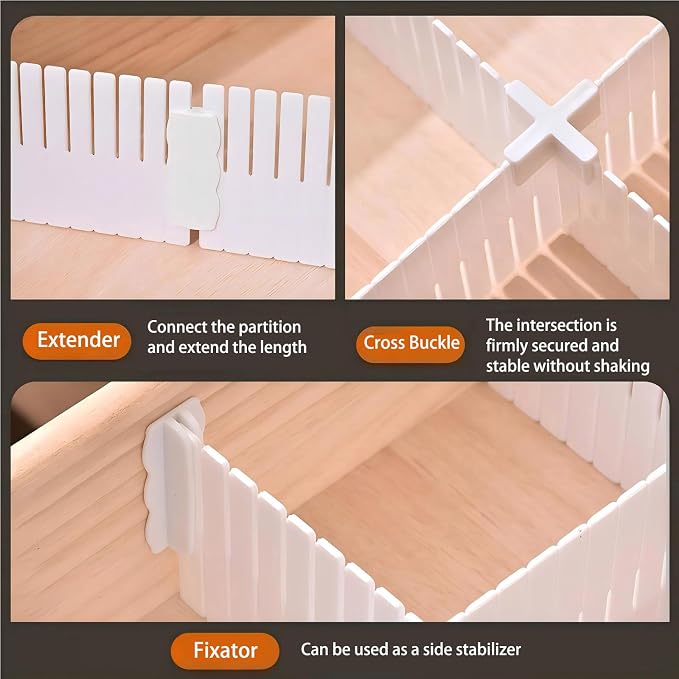 Adjustable Plastic Drawer Separators, 14.96" Length x 4.33" Height, Cuttable - Image 6