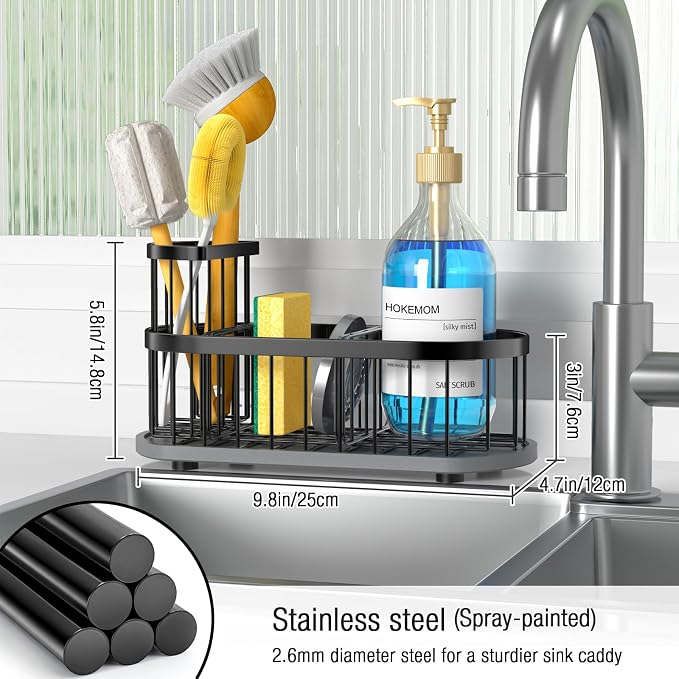 Kitchen Sink Organizer with Sponge Holder & Brush Holder - Image 7