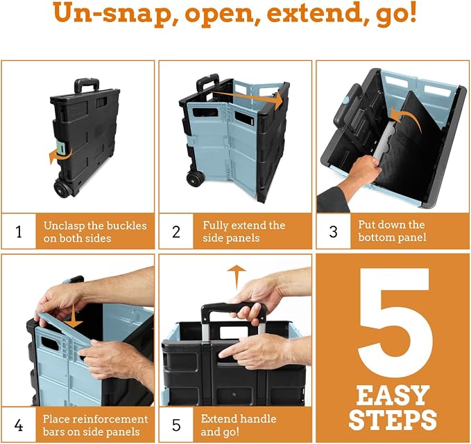 Ultra-Slim Rolling Collapsible Storage Pack-N-Roll Utility-carts, - Image 6
