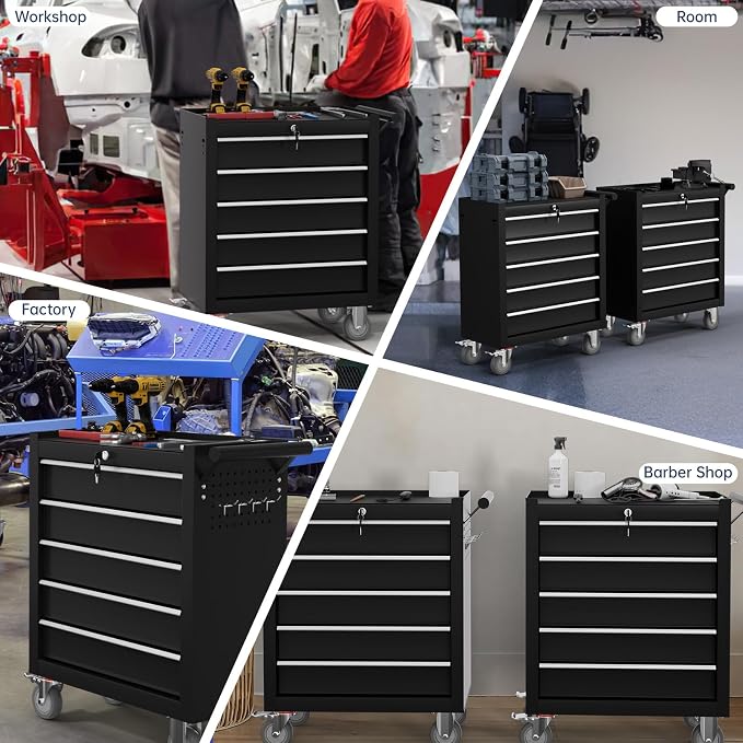 5-Drawer Tool Chest, Rolling Tool Cart - Image 7
