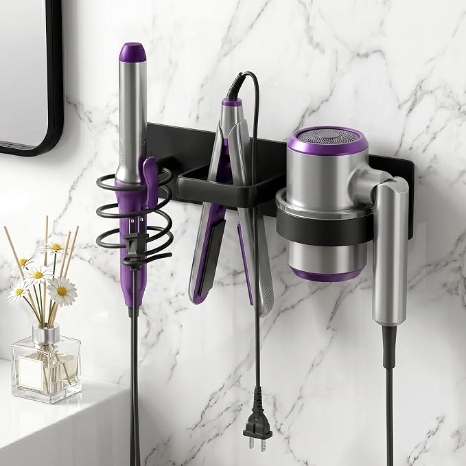 Blow Dryer Holder Wall Mounted – 3-in-1 Hair Tool Organizer Wall Mount - Image 7