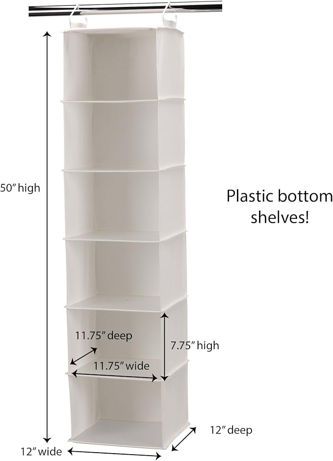 Household Essentials 311312 Hanging Closet Organizer | 6-Shelves | Natural - Image 5