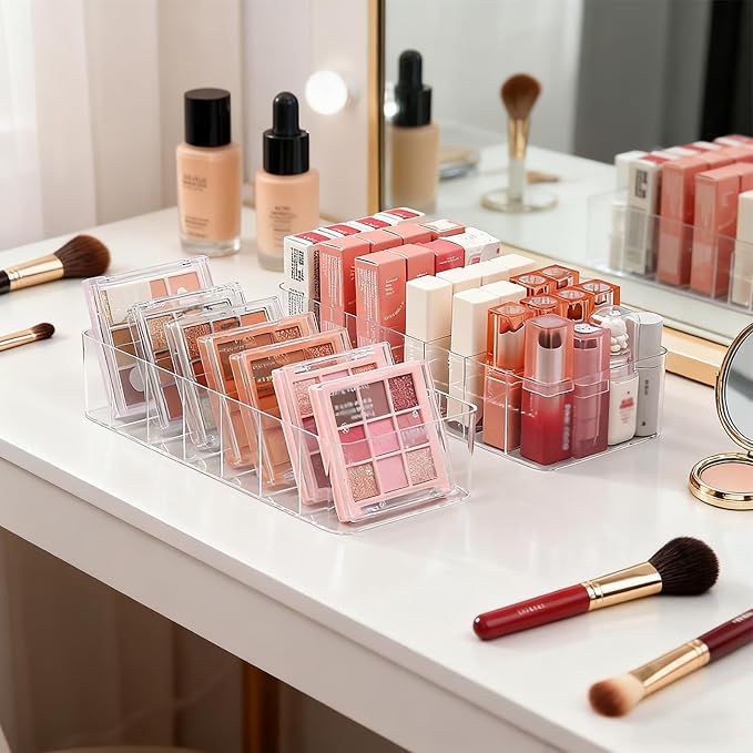 Clear Acrylic Makeup Organizers, 7-Section Bathroom Organizer - Image 9