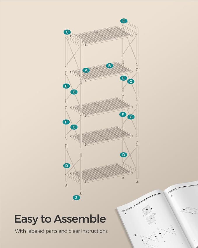 SONGMICS 5-Tier Metal Storage Rack, Shelving Unit - Image 8