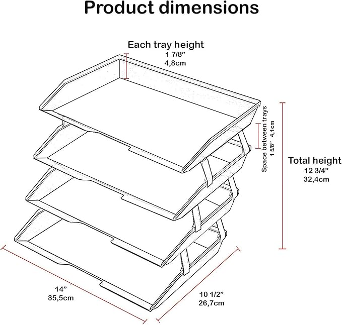Acrimet Facility 4 Tier Letter Tray, Side Load, Letter Size/A4, Desktop File - Image 7