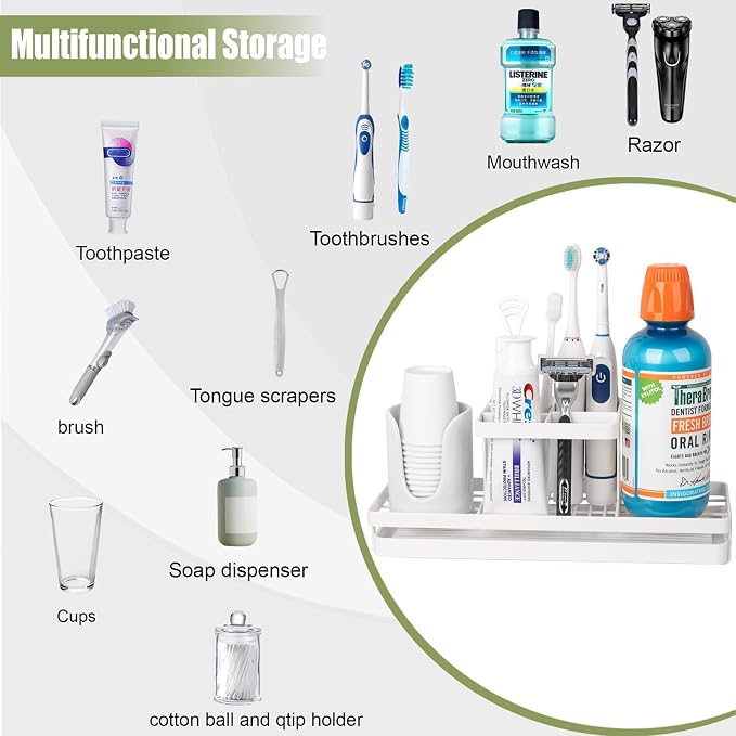 Toothbrush Holders Toothpaste Organizer Bathroom Accessories, 5 Slots, - Image 7