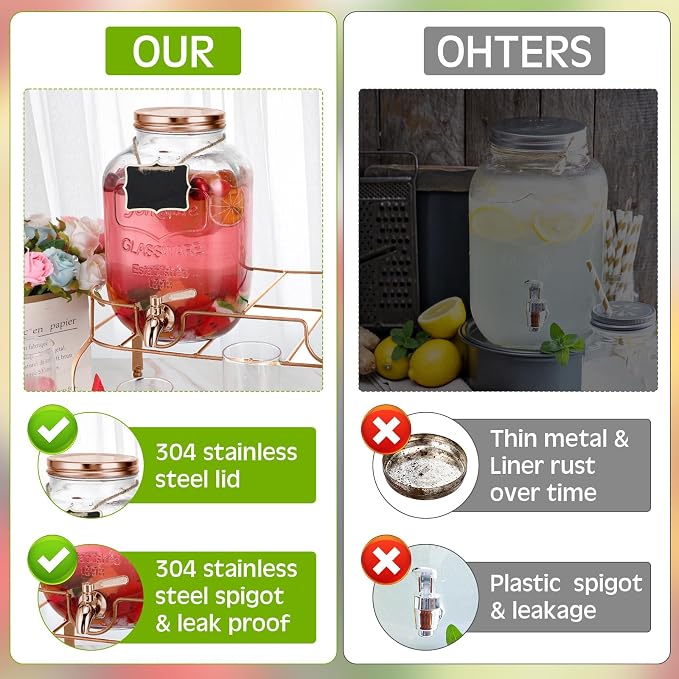 Lallisa 2 Pcs 2 Gallon Glass Drink Dispenser - Image 7
