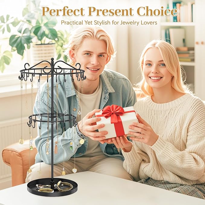 MODOWEY Rotating Necklace Holder Organizer Display Stand - Image 7