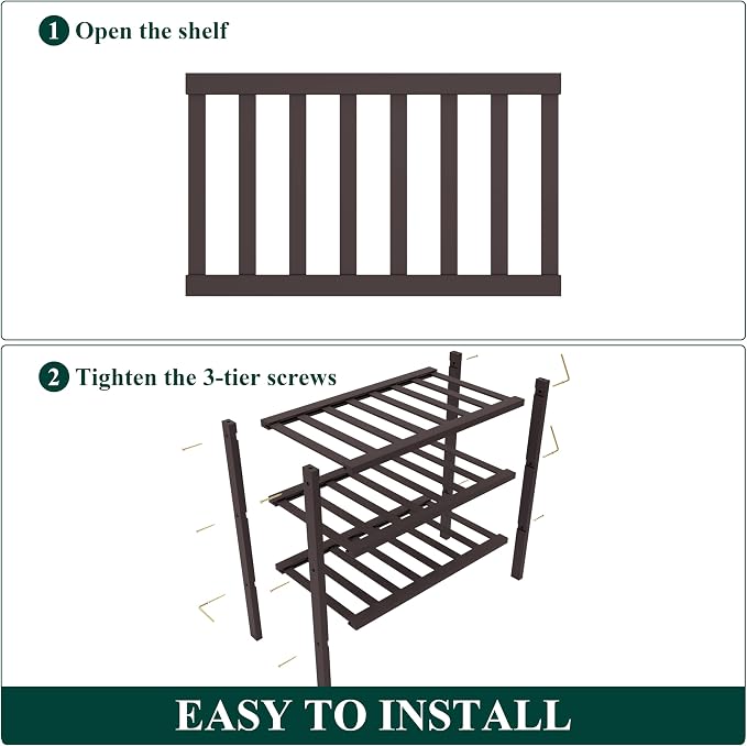 Smiry Bamboo Shoe Rack for Closet, 3 Tier Small Wooden Stackable Shoe Organizer - Image 6