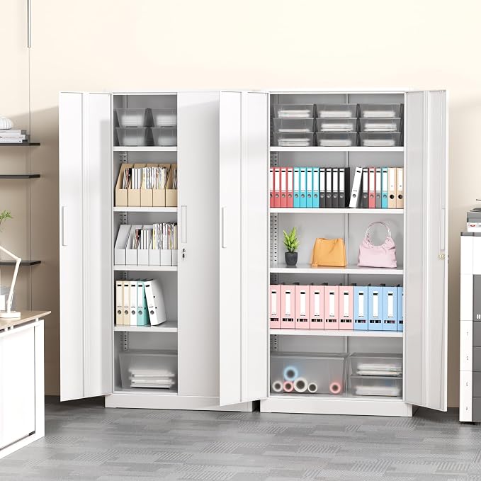 Greenvelly White Metal Storage Cabinet - Image 8