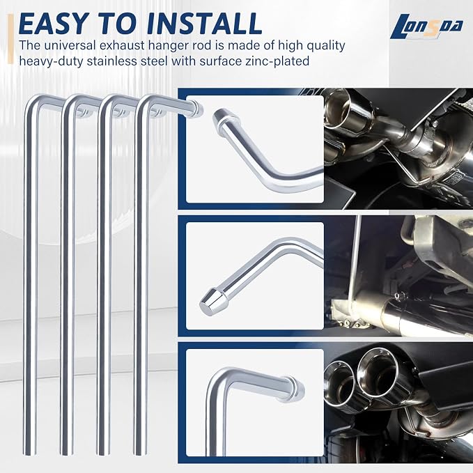 Universal Stainless Steel Exhaust Hanger Rod Weld on-9.5"Long 90 Degree Bent - Image 7