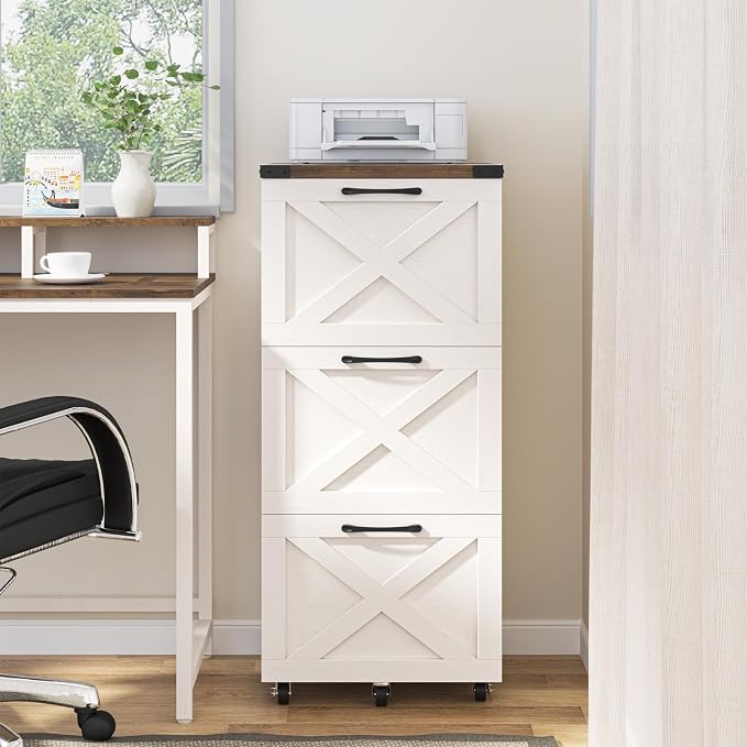 Halitaa 3 Drawers Tall Farmhouse File Cabinet - Image 9