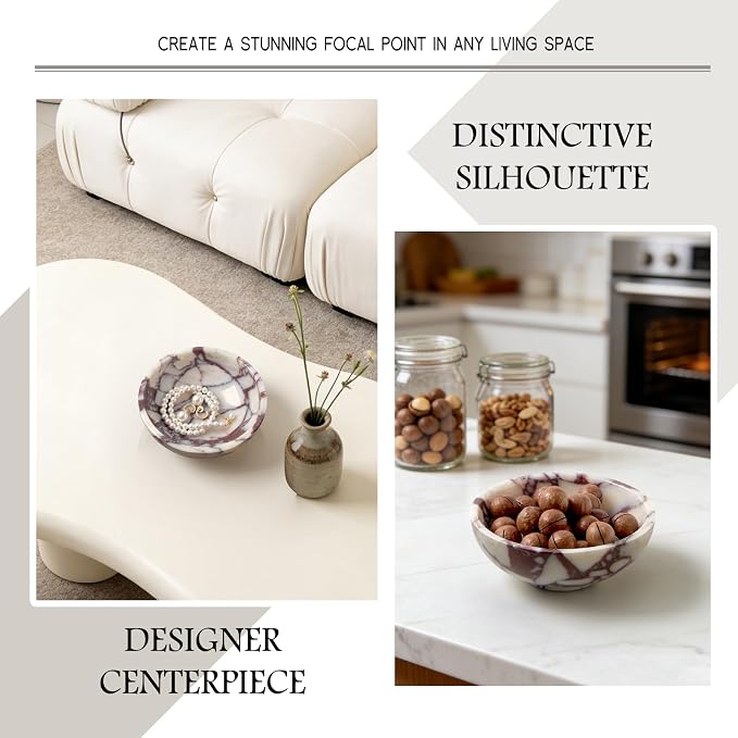 Luxury Natural Marble Catchall Bowl – Small 5.9-Inch Calacatta Viola Marble - Image 7